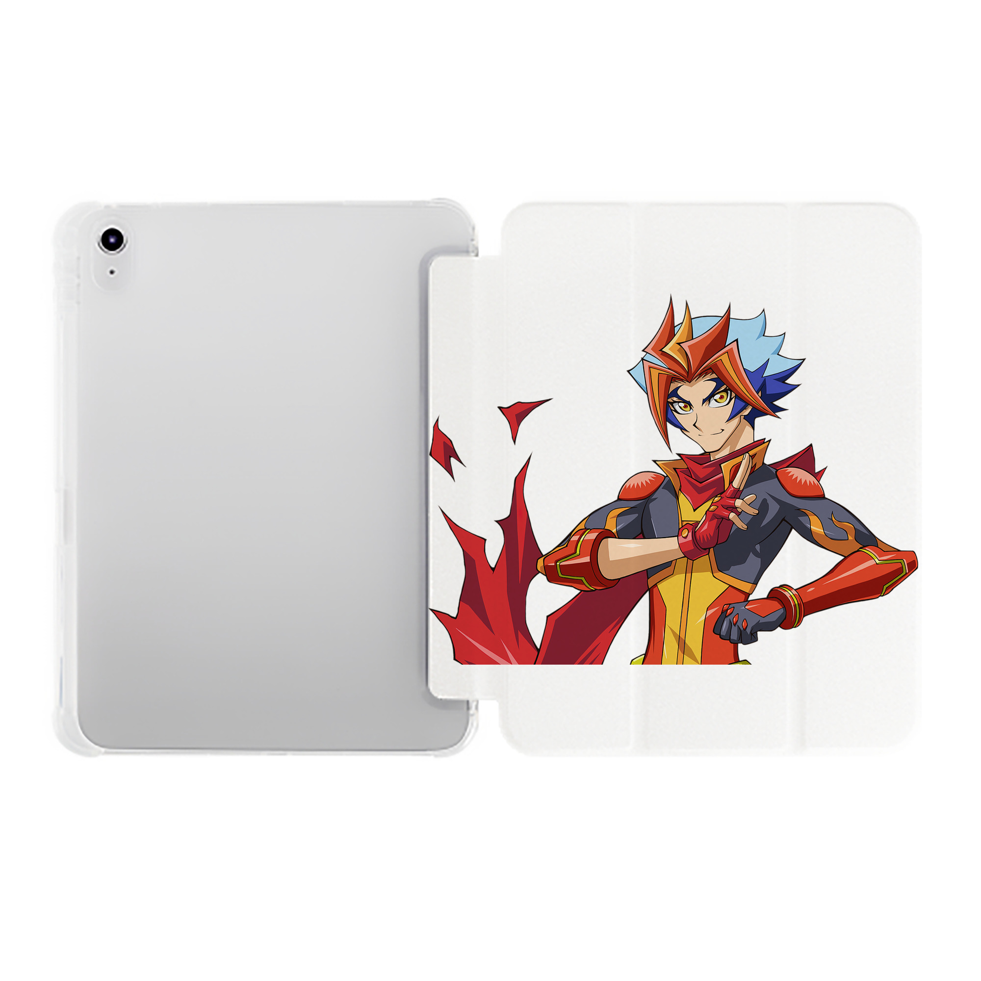 （画像用） 遊☆戯☆王 Yu-Gi-Oh! IPad ケース ペン収納付き 三つ折りスタンド PUレザー×シリコン 対応機種9.5/10.5/10.9インチ